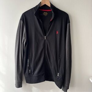 POLO‎ Ralph Lauren Performance Jacket Grey Black Track Training Full Zip Sz L